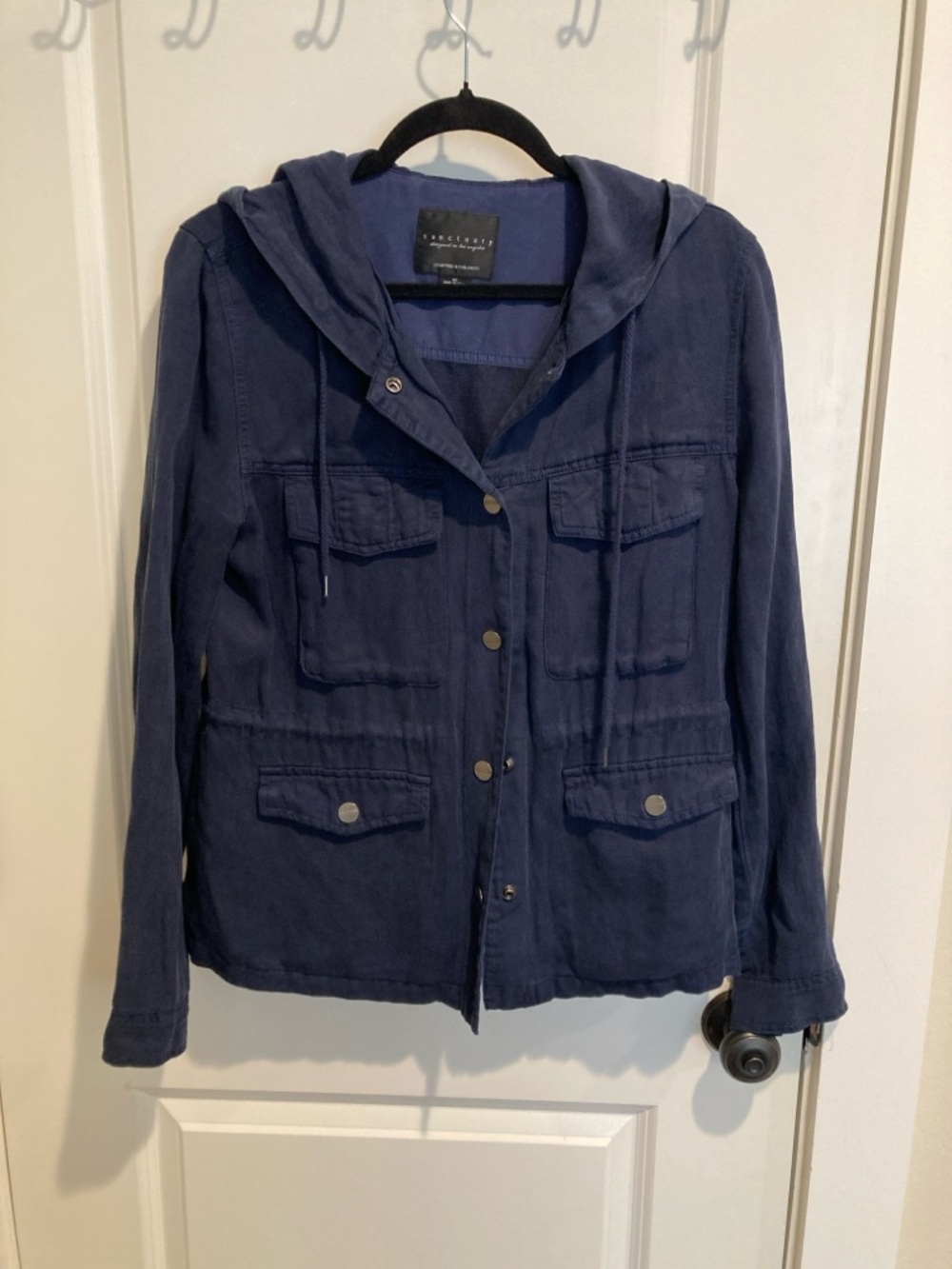 Sanctuary women’s Navy Hooded Utility Jacket - size M